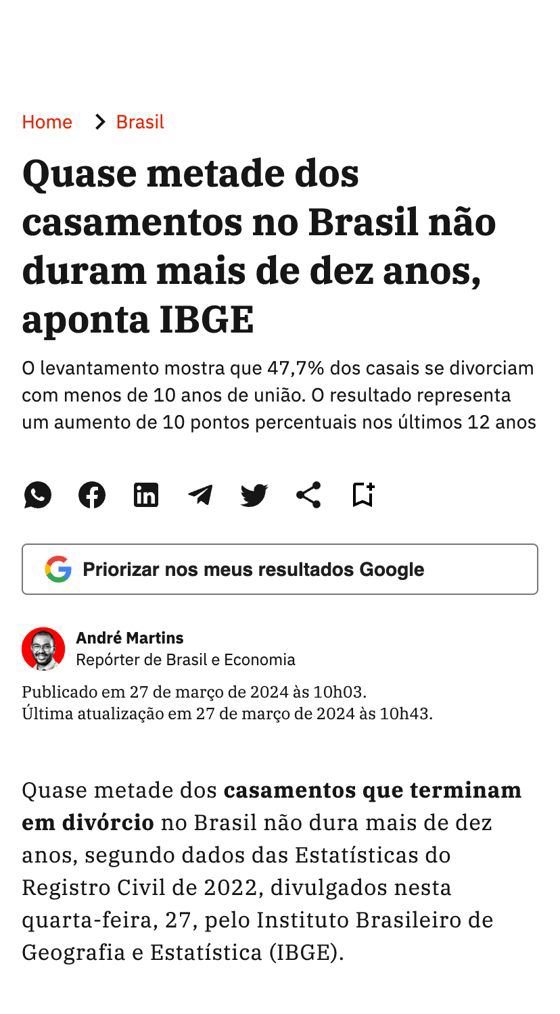 Exame: Quase metade dos casamentos no Brasil não duram mais de dez anos, aponta IBGE